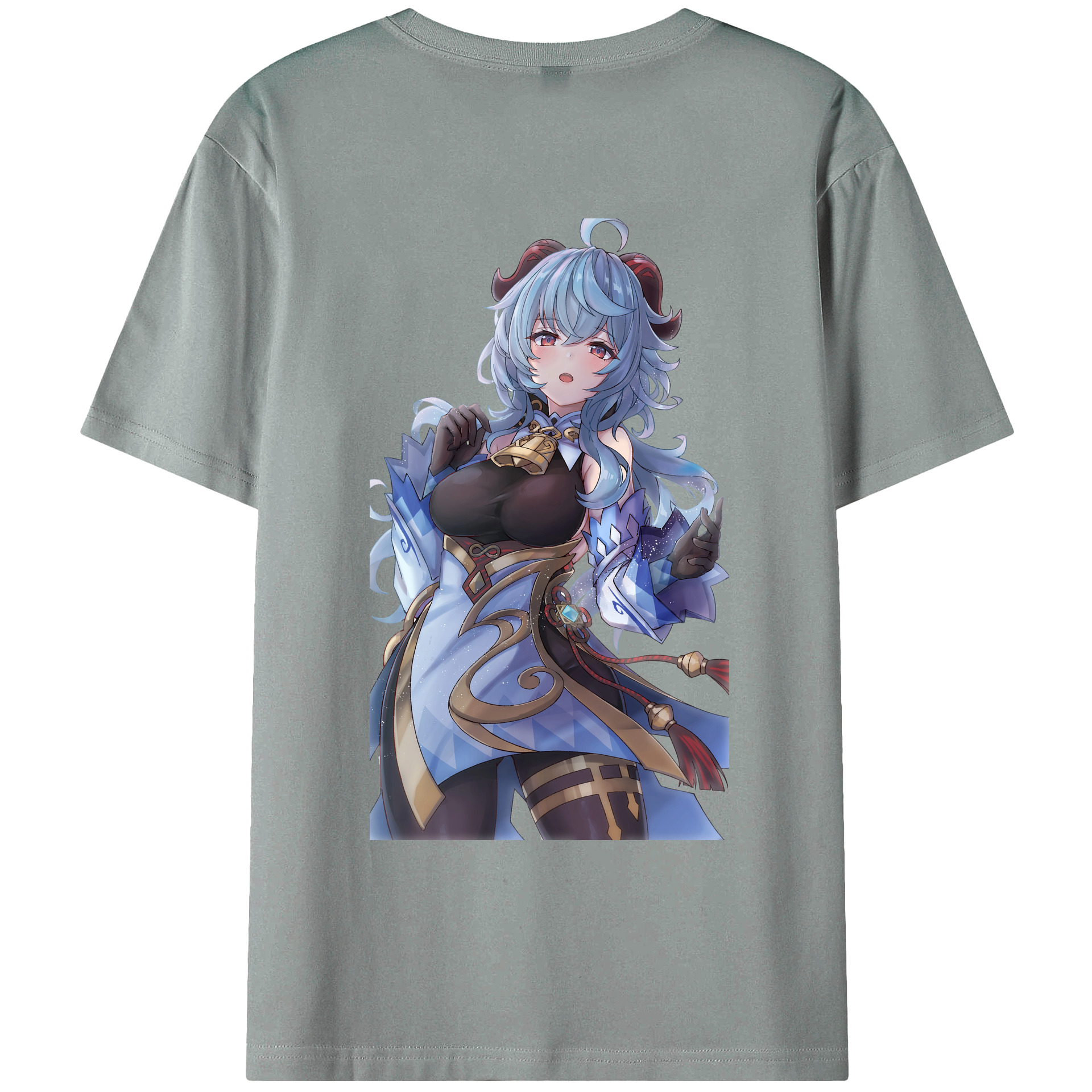 げんし神 甘雨 かんう genshin Ganyu 綿100％ メンズ半袖Tシャツ（バックプリント） 通気性